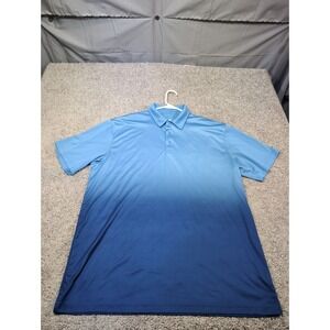 TGW Men's Blue Ombre Dot Print Golf Polo Shirt XL